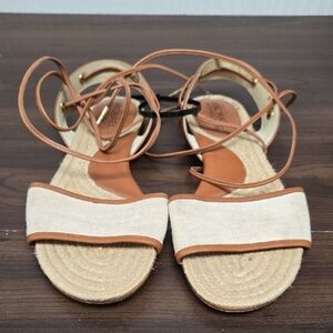 Michael Michael Kors Size 6 Beige and Brown Gladiator Style Flat Sandals